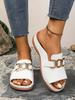 Wedge heel platform slippers women's new large size casual fashion simple metal buckle fish mouth sandals