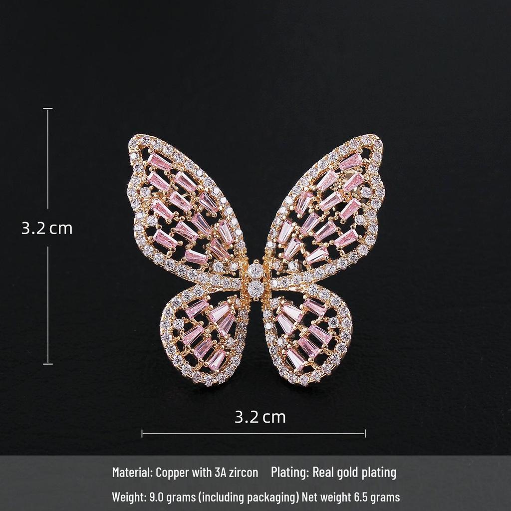 Elegant Zirconia-Inlaid Crystal Butterfly Brooch for Women - High-End Lapel Pin & Fashion Accessory