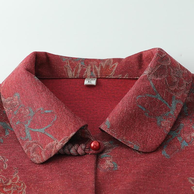 Spring & Autumn Floral Long-Sleeve Jacket for Middle-Aged & Elderly Women