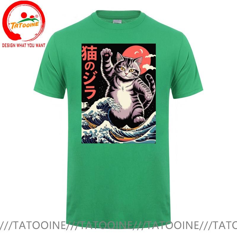 Funny Design Japanese Style The Great Kanagawa Cat Sred Doublet Unisex Fashion Trendy Casual Clothing Stylish Tops Tee Shirt Leisu