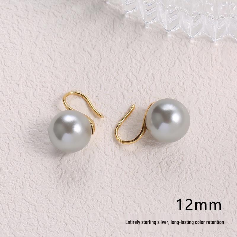 2025 Pure Silver Pearl Stud Earrings for Women - High-End Feel with Ear Drops & High Heels Ear Hooks