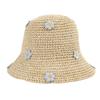 Eleganter Panama Hut Strohblumen Eimerhut, Cooler und Bequemer Panama Hut Handgefertigter Stroh Fischerhut
