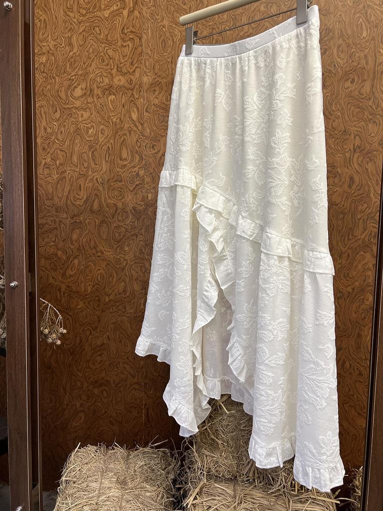 AS Designer 2026 Spring Irregular Dark Jacquard Ruffle Lace Skirt
