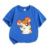 Kids Boys Girls 100% Cotton Crew Neck Short Sleeve T-Shirt, Cute Orange White Cartoon Hamster Print Casual Soft Breathable Tee for Children Daily Wear