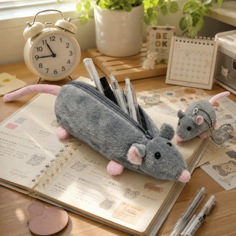 Portable Flower Branch Rat Pencil Pouch Large Capacity Stationery Pouch  Office Supplies