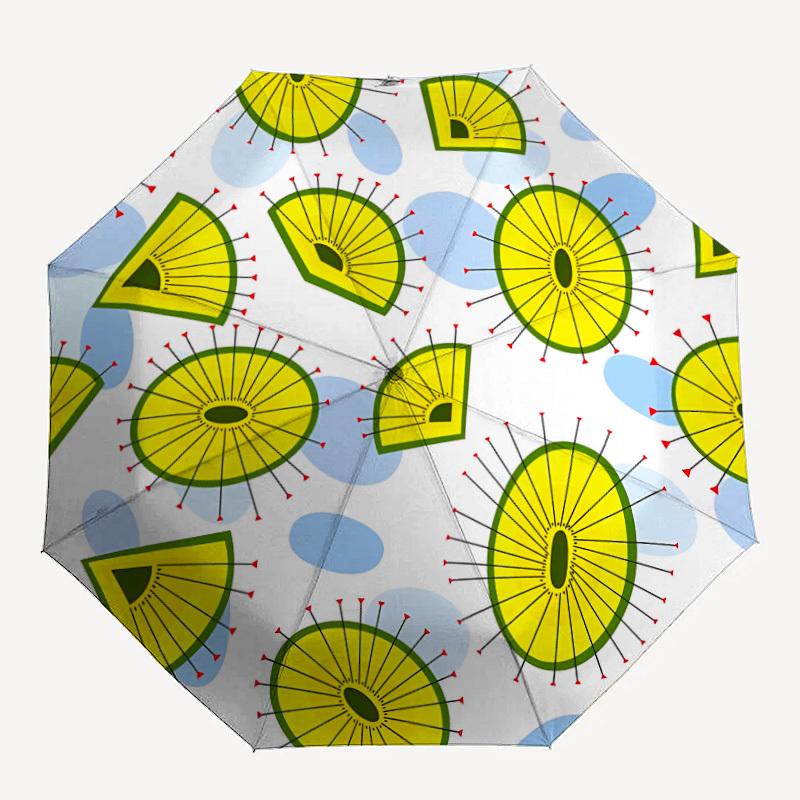 1pc Pineapple Pattern Automatic Opening/Closing Umbrella with Operation & Windproof Canopy yy260311064