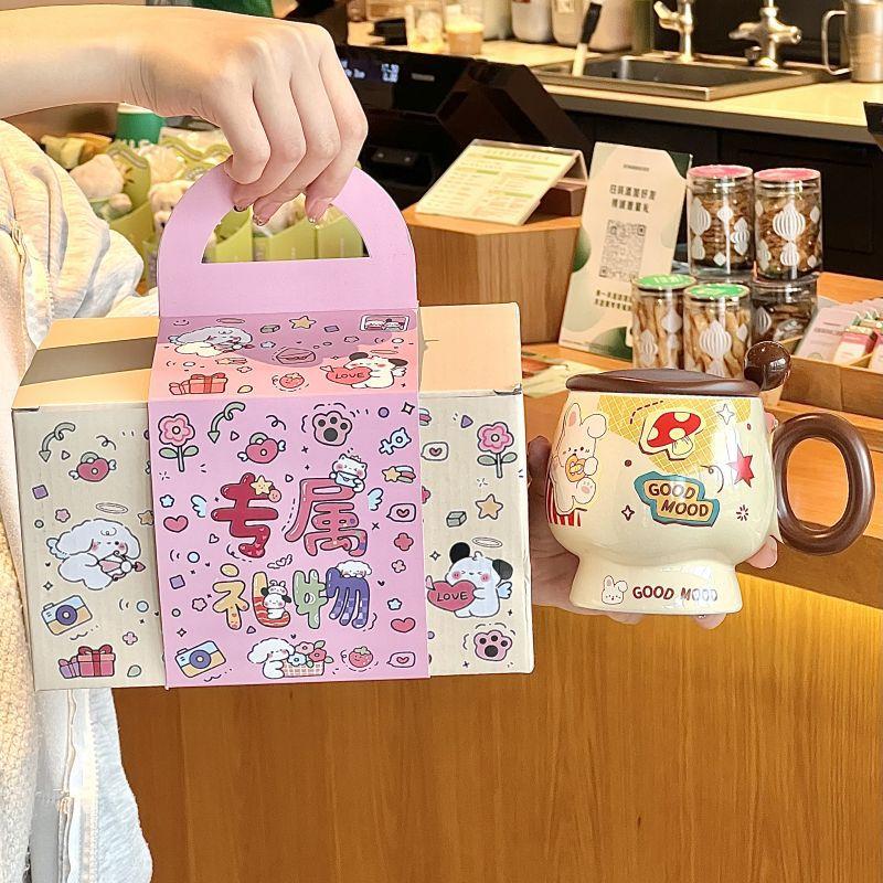 Cana Ceramică Drăguță Ursuleț Unt cu Capac Linguriță pentru Fete Cadou de Ziua de Naștere Suvenir Cană de Cafea pentru Micul Dejun