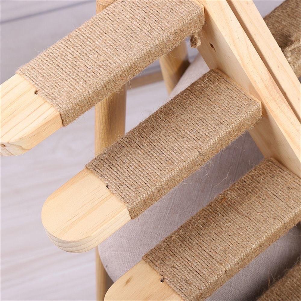 1 Piece Wooden Scratching Climbing Post Climbing Ladder Jumping Platform with Stairs, Climbing Cat Bridge Nest Hammock