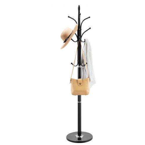 VEVOR Coat Rack Freestanding, Coats Tree Stand with Stable Marble Base & 6 Hooks, Free Standing Hall Coat Rack for Entryway, Bedroom, Office