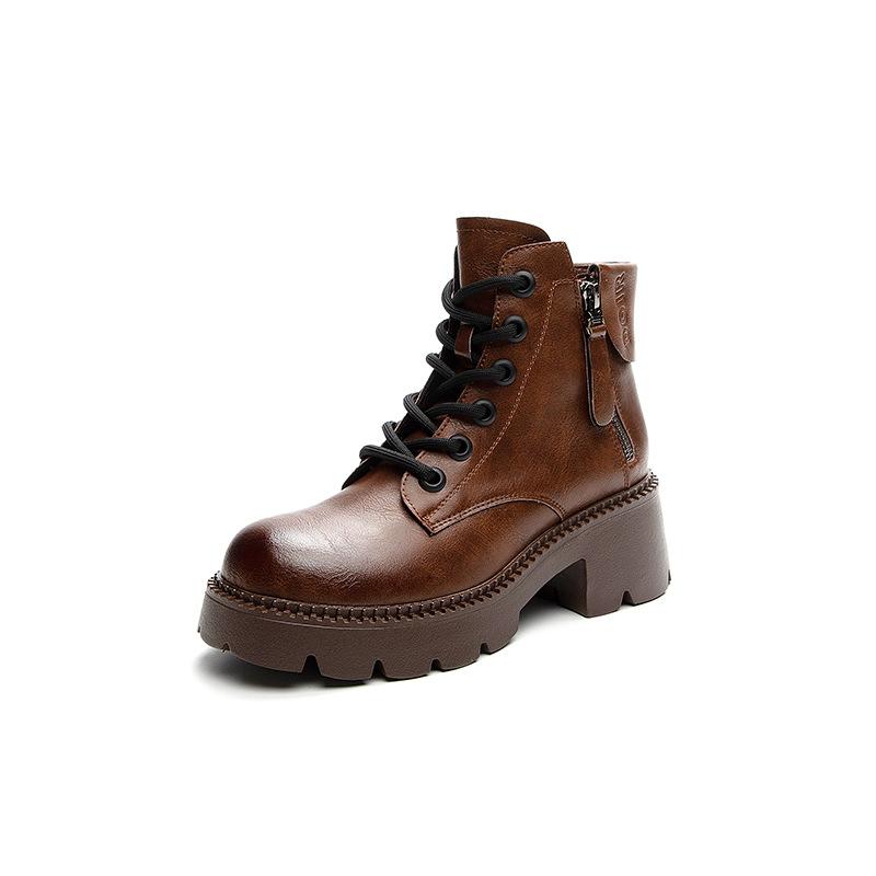 2025 new Internet celebrity autumn leather Martin boots women's platform ins British style short boots spring and autumn thin boots