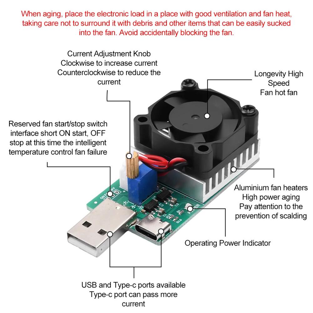 Battery Electronic Test Load Input Current Range 0.15A-3A Input Voltage Range 3.7-13V Testing Electronic Devices