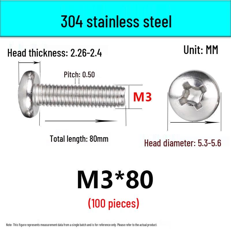 In-Stock 304 Stainless Steel Phillips Pan Head Machine Screw GB818