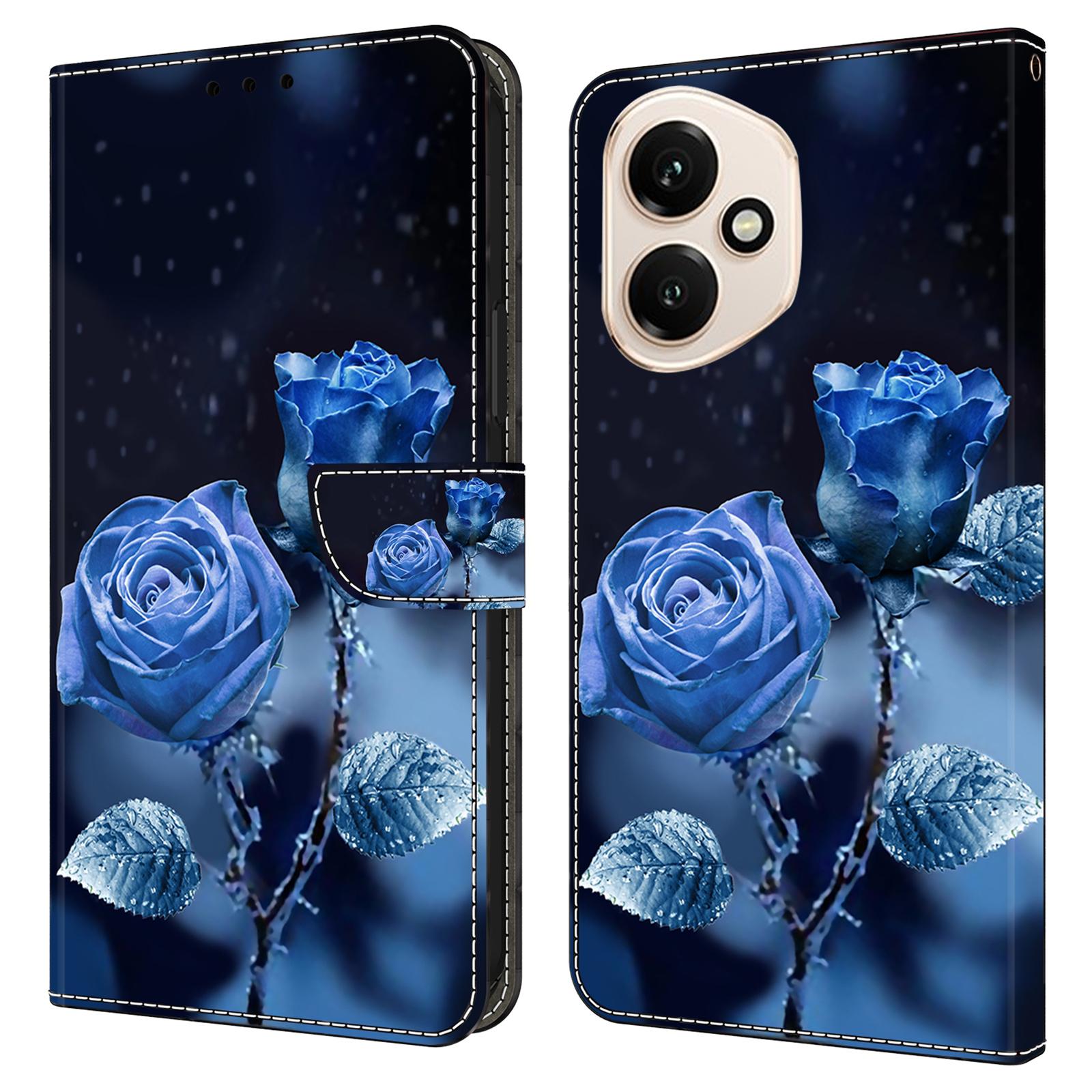 

Для Honor 400 5G (Глобальный) Чехол-кошелек с принтом, подставка, кожаный откидной чехол для телефона Blue Roses