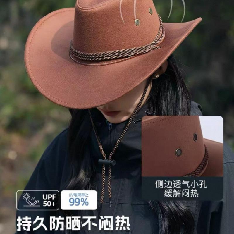 Vintage Western Cowboy Hat British Knight Hat Men's Top Hat Shade Jazz Hat Women's Summer Sunscreen Eaves