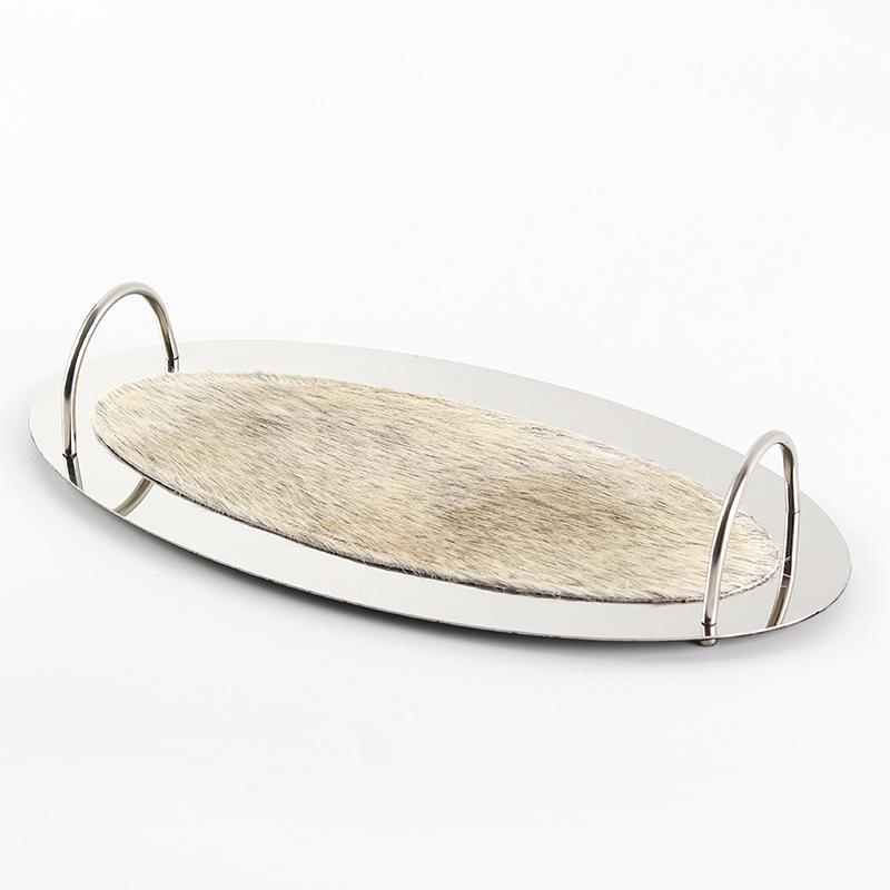Stainless Steel Tray Ornament Living Room Desktop Trays Simple Entrance Hall Key Storage Plate Modern Home Decoration Ornament