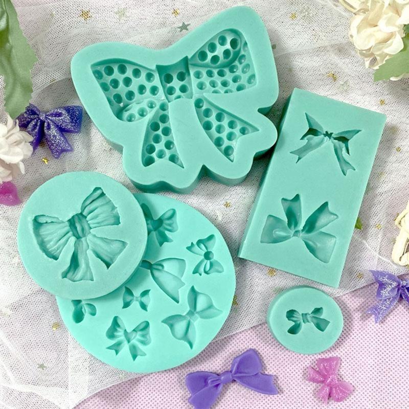 Mini Love Heart Bow Silicone Mold Handmade Soap Making Mould for DIY Baking Fondant Chocolate Wedding Cake