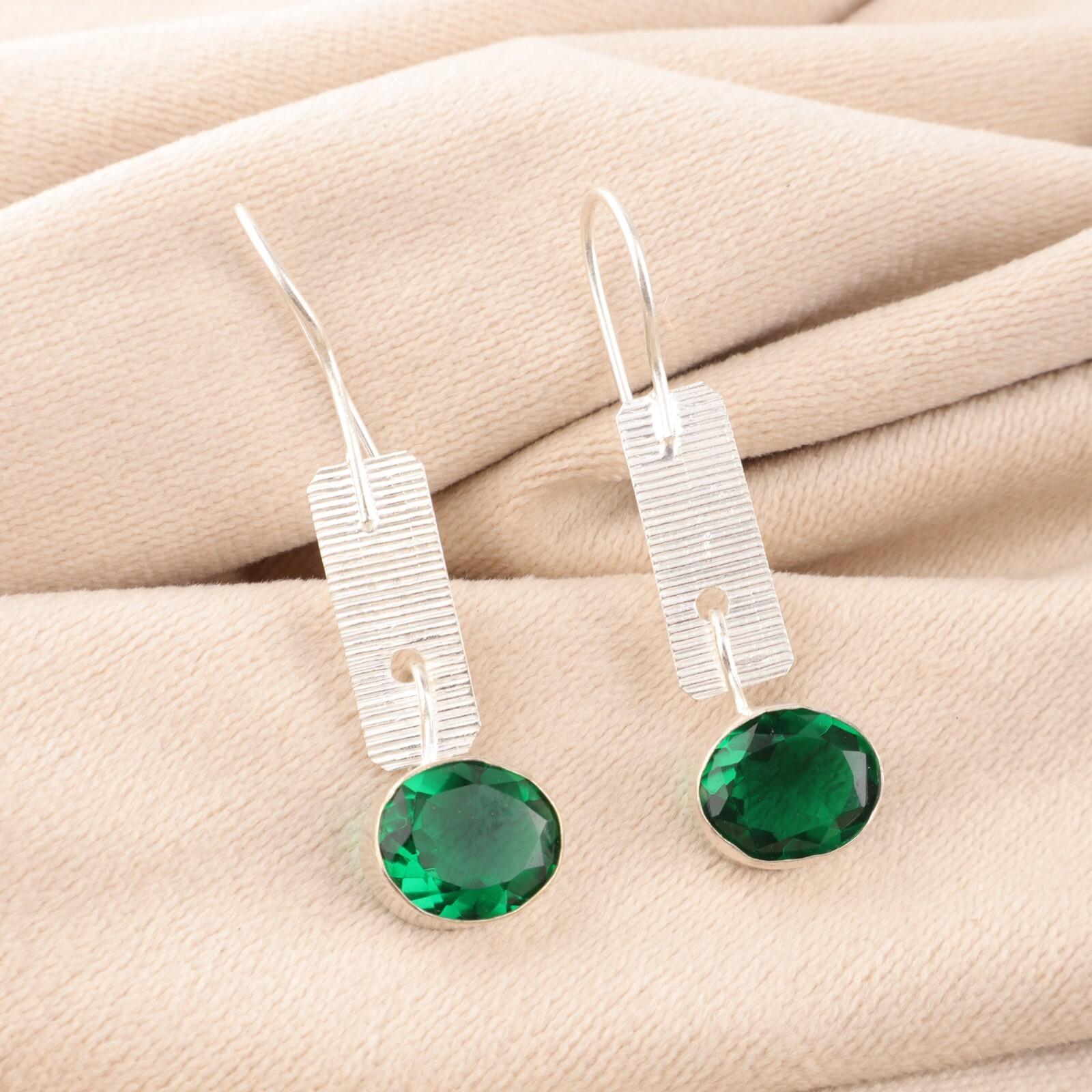 

Овальный Хромовый Диопсид Драгоценный Камень 925 Проба Серебряные Ювелирные Изделия Ручной Работы Серьги 1,9 EE-168-3