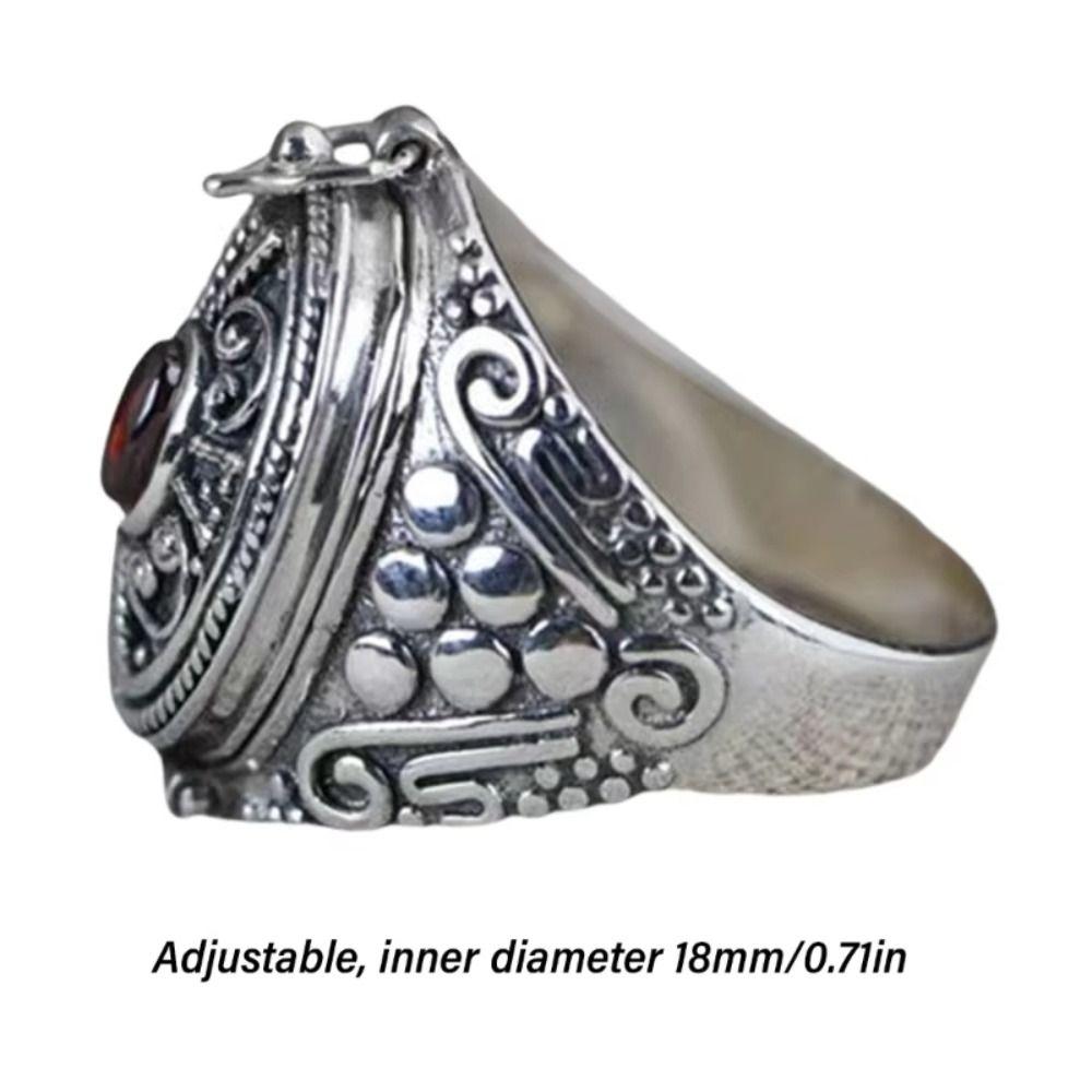 Adjustable Openable Finger Ring Antique Opening Ring Unique Gawu Box Ring  Storage Container