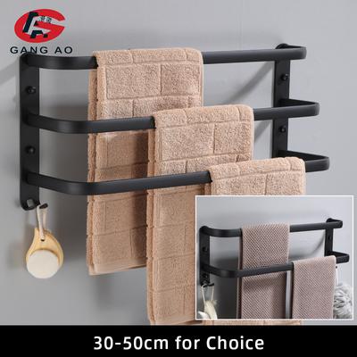 Handtuchhalter Wandmontage 30-50 CM Handtuchständer Badezimmer Aluminium Schwarz Handtuchstange Reling Mattschwarz Handtuchhalter mit Aufkleber