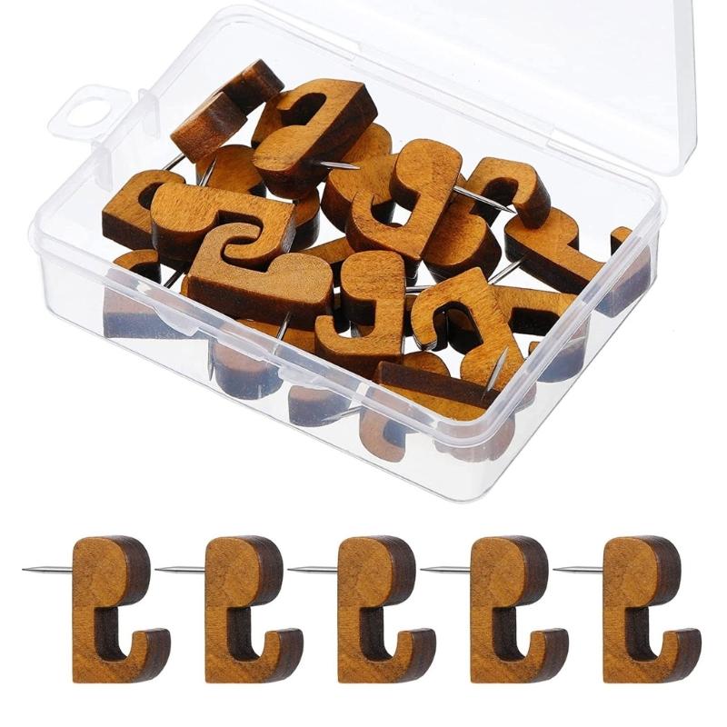 

20/40Pcs Push Pin Hangers Pin Wall Hook Wood Push Pins Hook Cork Board Decorative Thumb Tacks for Wall Hanging 1