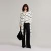 ELLE Striped Hooded Long Sleeve Sweater Women sweater EM49543