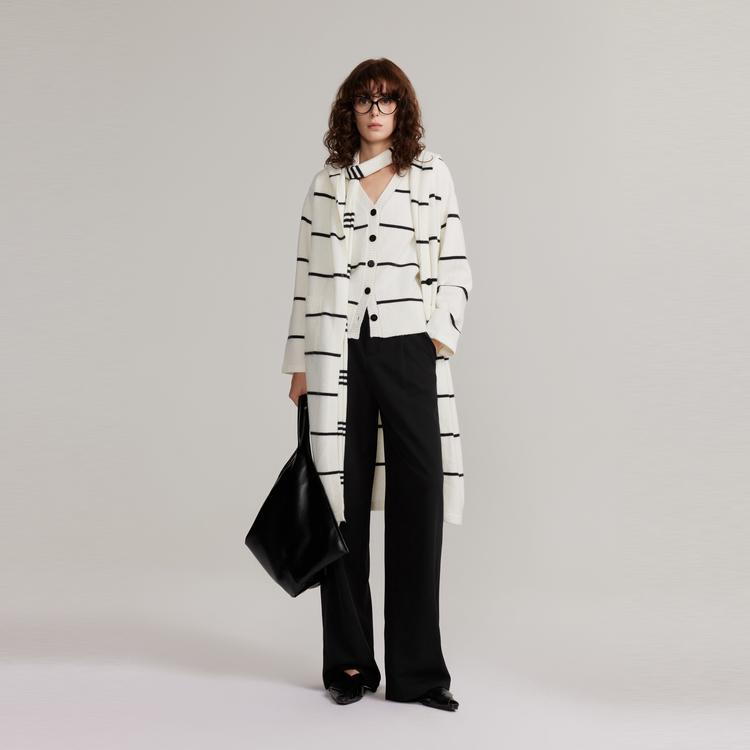 ELLE Striped Hooded Long Sleeve Sweater Women sweater EM49543