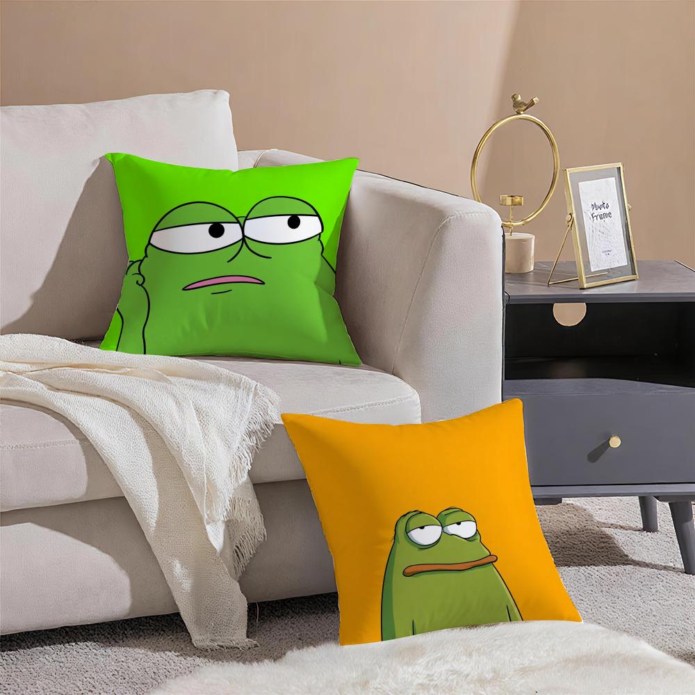 cute frog Cushion Cover Throw Pillow Cover Hidden Button Durable Polyester Chair Cushion