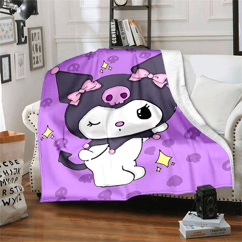1pc Blanket Sanrio Kuromi1 Print Design, Lightweight Blanket for Sofa, Bed- Soft &Warm, Gift for All Seasons like Christmas, Halloween