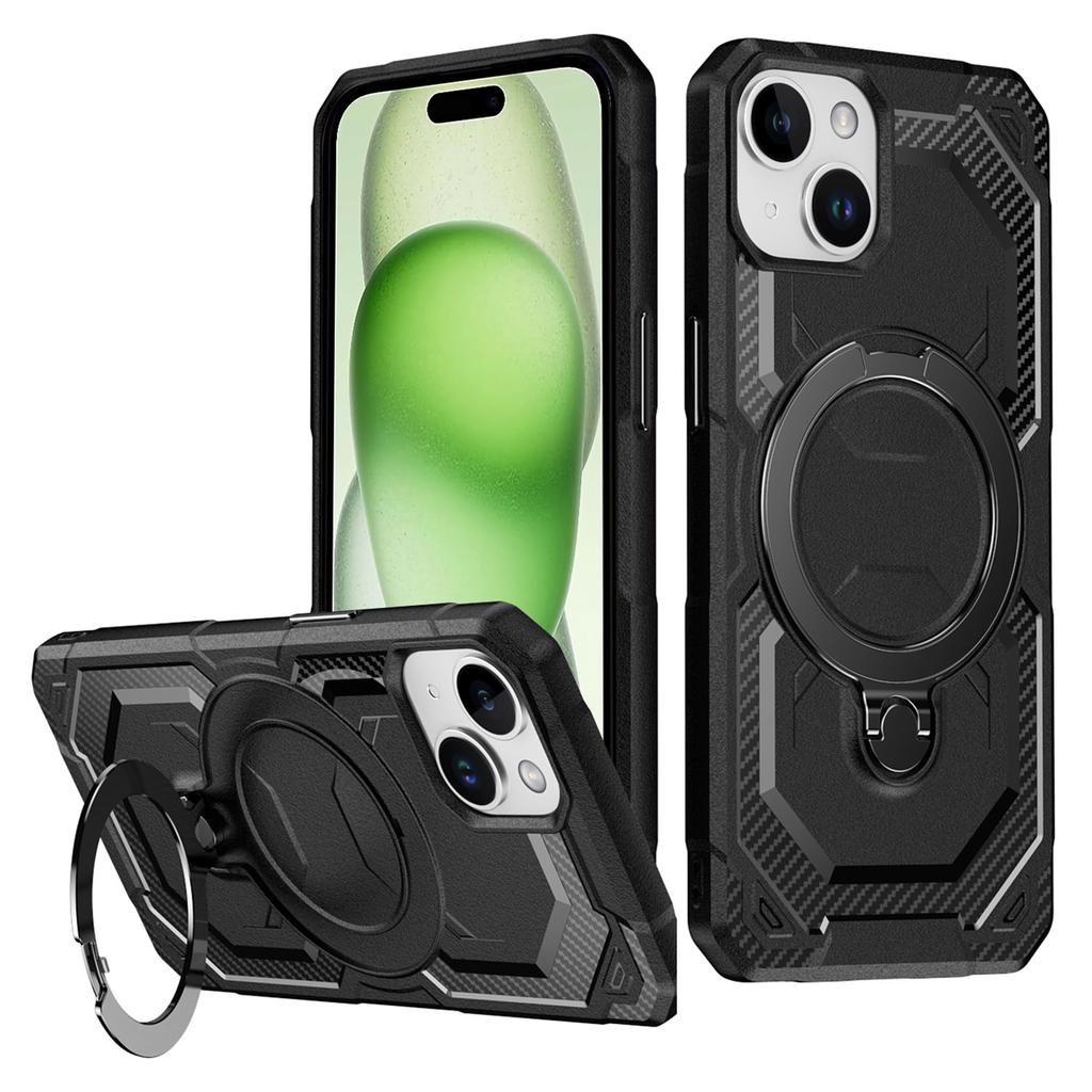 For iPhone 15 Case Compatible with MagSafe Kickstand TPU+PC Phone Cover