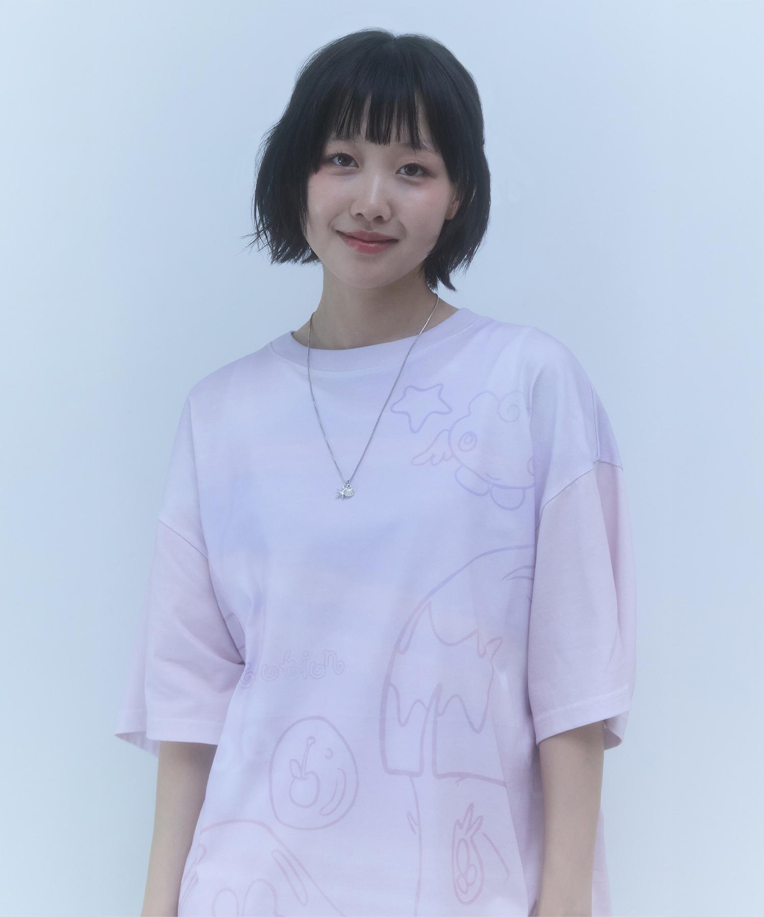 Kirsh X Sunonebird Full Print Big Oversized T-Shirt [Pink] 1