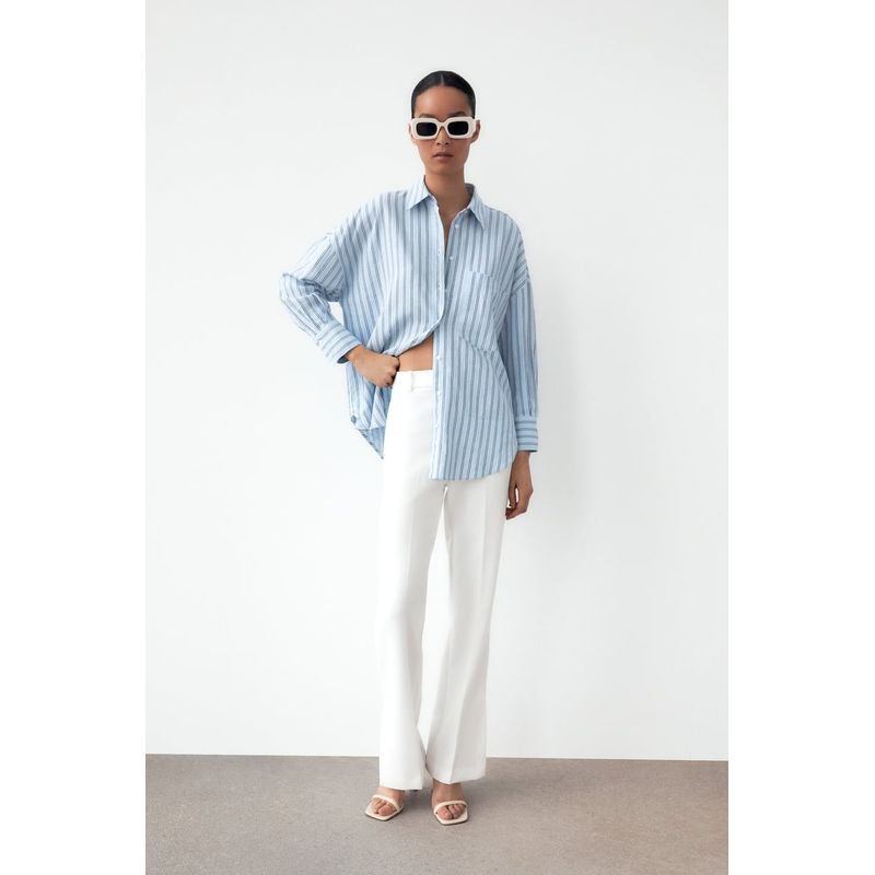 Sun Protection Loose Long Sleeves Pocket Linen White Shirt