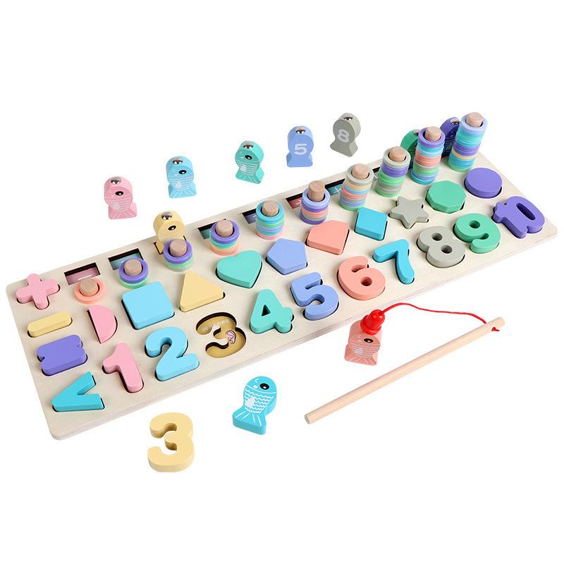 Zahlen Alphabet Verkehr logarithmisches Brett Kinder Bildungsfähigkeitsentwicklung frühe Kindheit Bildungspuzzle Baustein Angelspielzeug