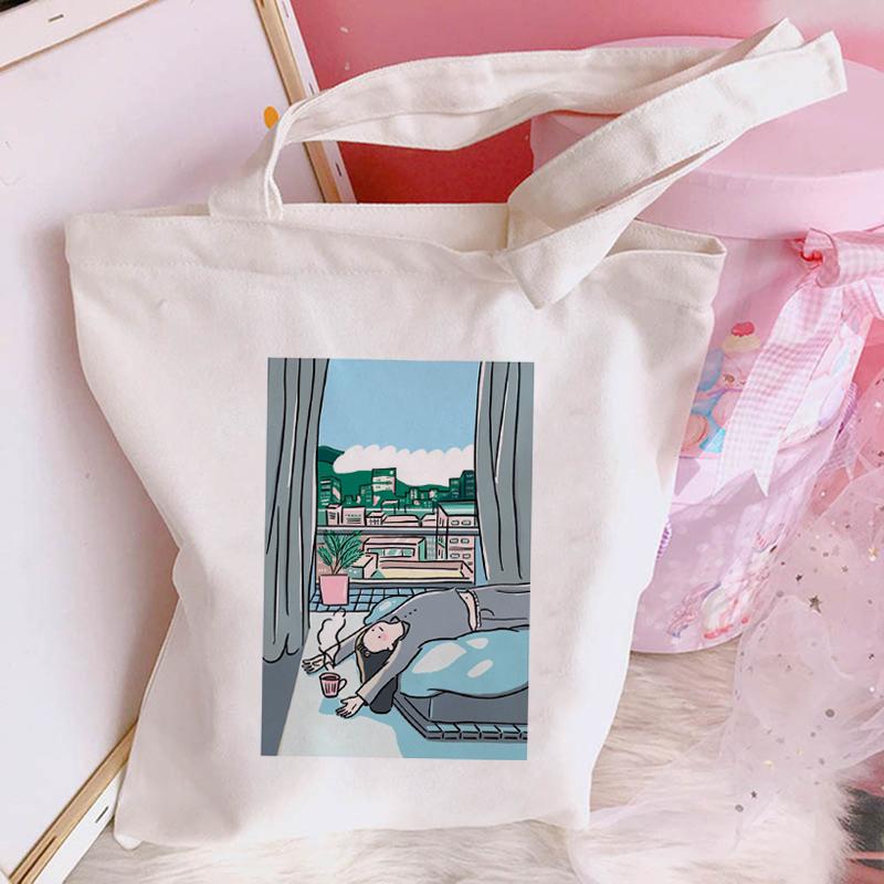 Japanese Large Capacity Harajuku Casual Ulzzang Women Canvas Summer Chic Cartoon Shoulder Bags