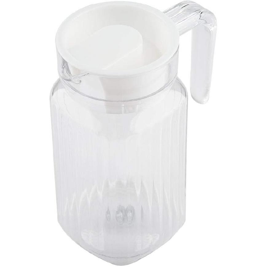 Fdit Acrylic Transparent Juice Bottle Striped Water Ice Cold Juice Jug with Lid Great for Homemade Juice & Cold Tea or for Milk Bottles Reusable