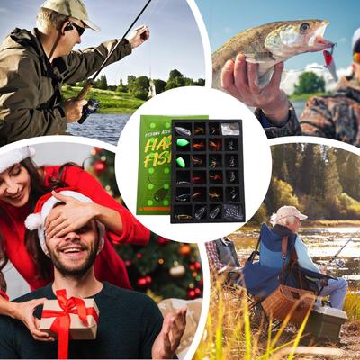 Mens Fishing Advent Christmas 24 Days Freshwater Baits Bass Baits Countdown Calendar For Saltwater Anglers Men Fathers Outdoor