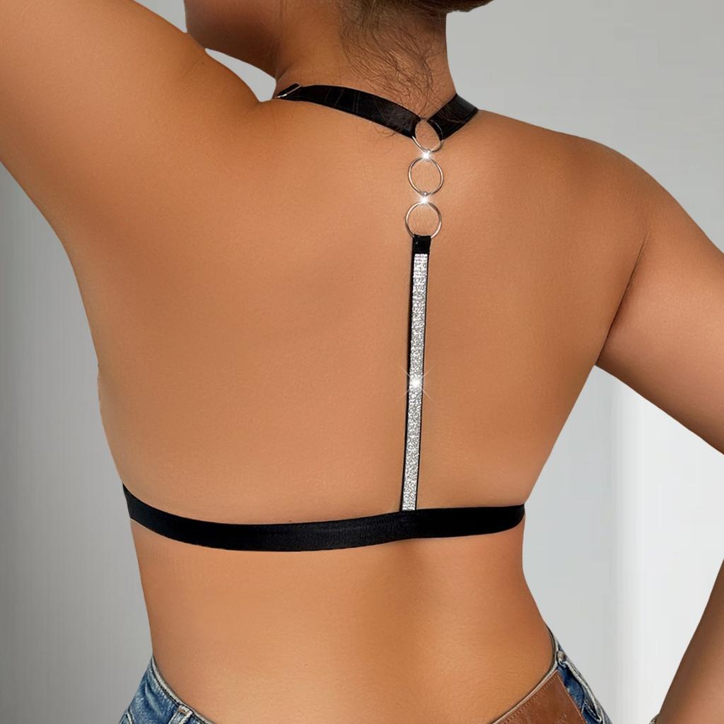 Plus Size Floral Lace Front Closure Halter Wireless Bra