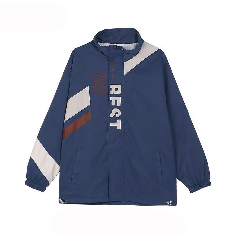 

Лоскутная спортивная куртка мужская хип-хоп уличная свободная верхняя одежда повседневная отложной воротник куртки тренд парное пальто мужская куртка XXL синий