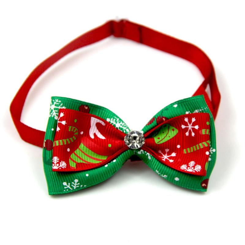 Pet  Collar Christmas Series Adjustable Flashing Diamonds Pet Bow Tie Collar