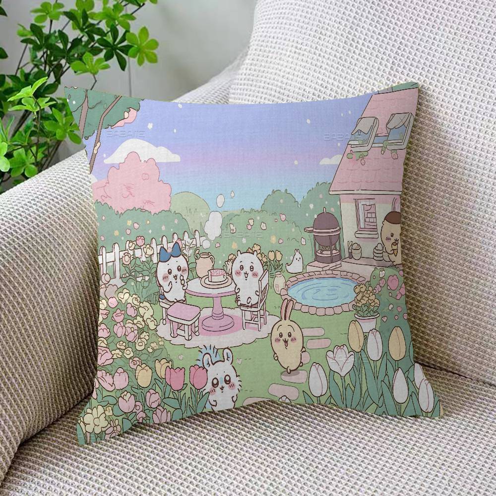 Cute Cartoon C-Chiikawas Pillow Cushion Cover Pillowcase Living Room Sofa Home Decor
