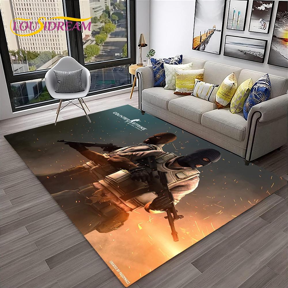 3D CS GO Game,Counter Strike Gamer Carpet Rug for Home Living Room Bedroom Sofa Doormat Decor,kids Area Rug Non-slip Floor Mat