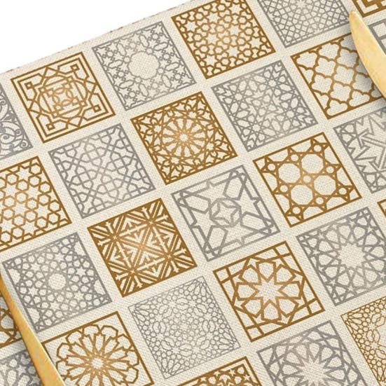 Ramadan Placemat Moon Heat Resistant Non-slip Star Lantern Mosque Table Mat Eid