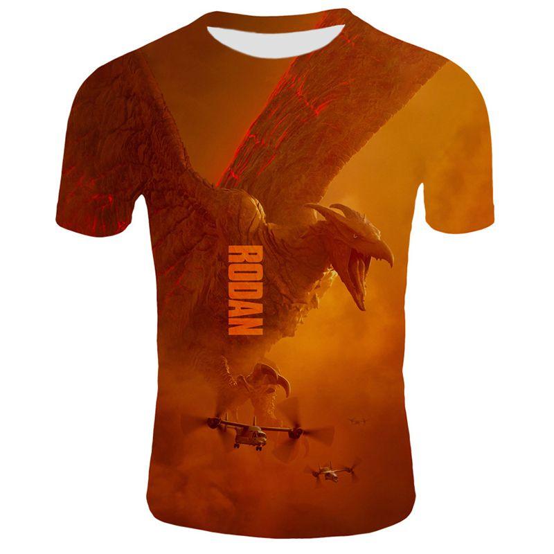 Godzilla King Of The Monster Men Short Sleeve Tops 3d Print Casual T-shirt Tee