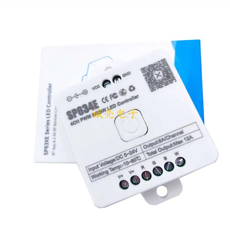 SP630E Bluetooth LED Controller: RGBCW, Single/Dual Color Temp, Magic Color Strip Dimming via App.