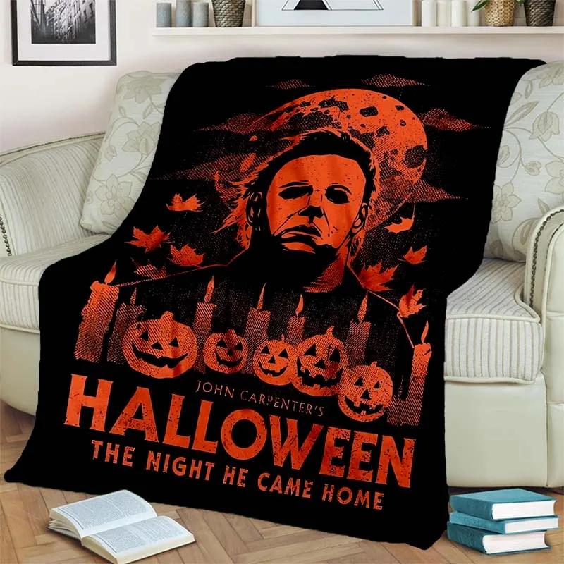 HD Horror Movie Game Halloween Gift Blanket Michael Myers Sofa Bed Decor Warm Flannel for Outdoor Picnic Car