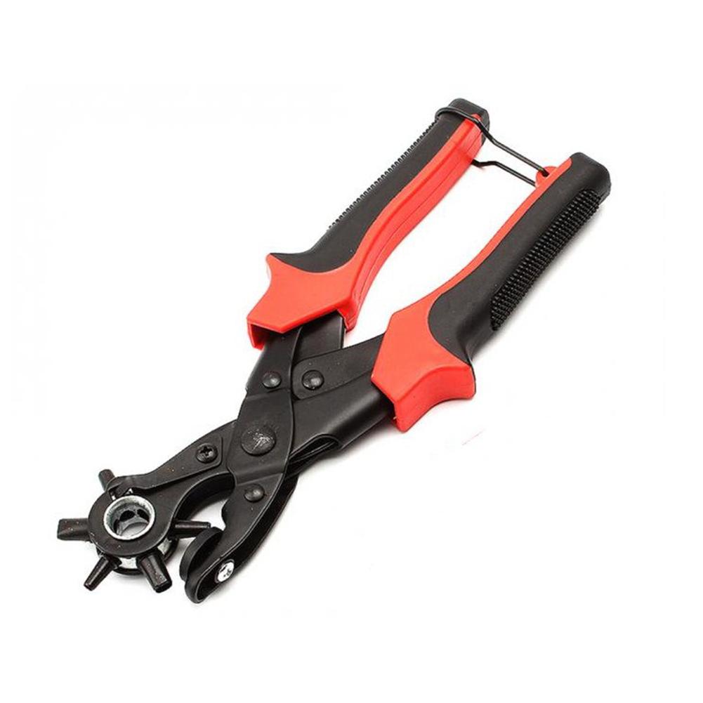 

Heavy Duty Strap Leather Hole Punch Hand Plier Belt Punch Revolving DIY Tools black #1