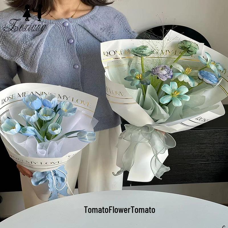 English Hot Stamping Waterproof Bouquet Wrapping Paper for DIY Floral Packaging.