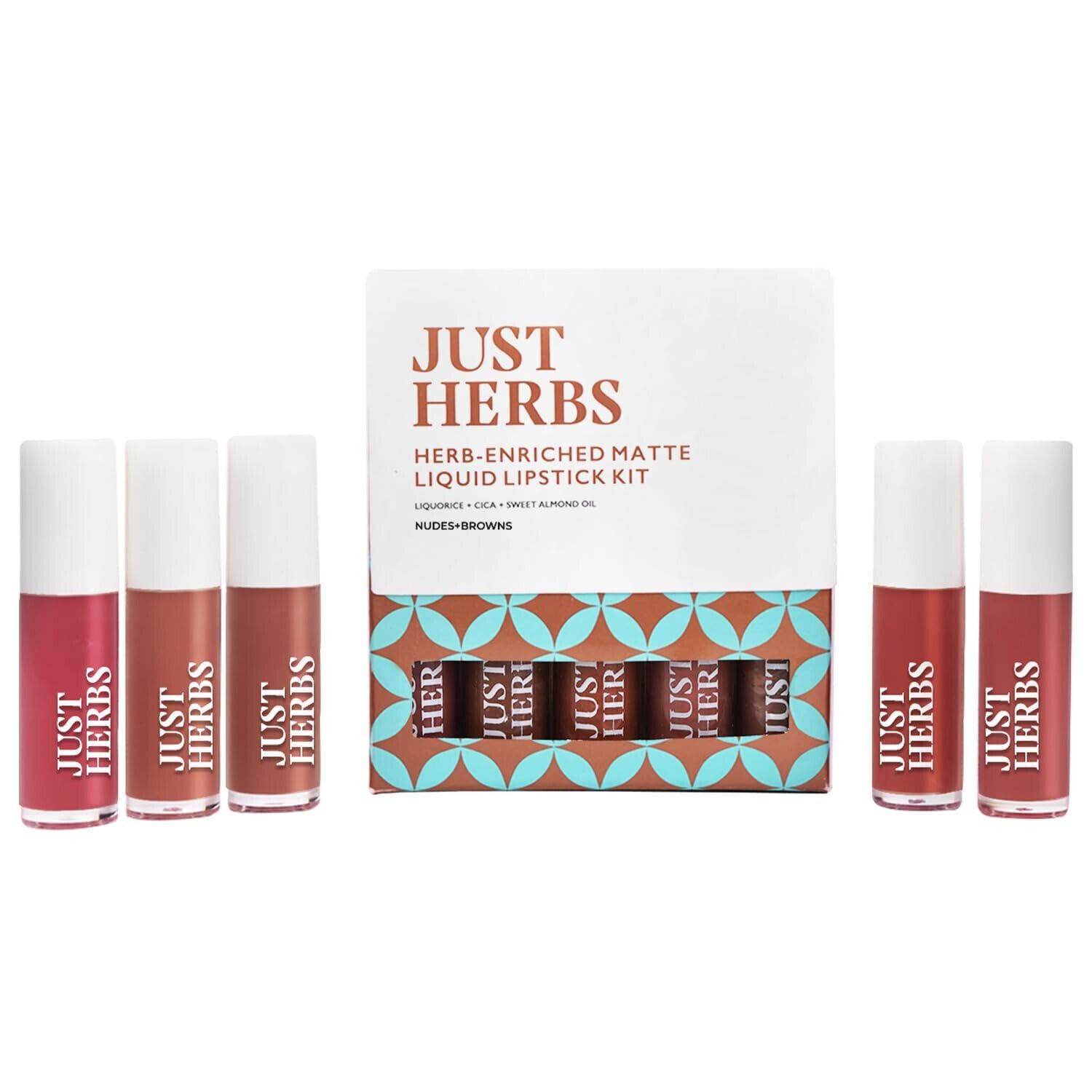 Just Herbs Liquid Lipsticks Kit For Women Set Of 5 Nudes & Browns Shade MN2646
