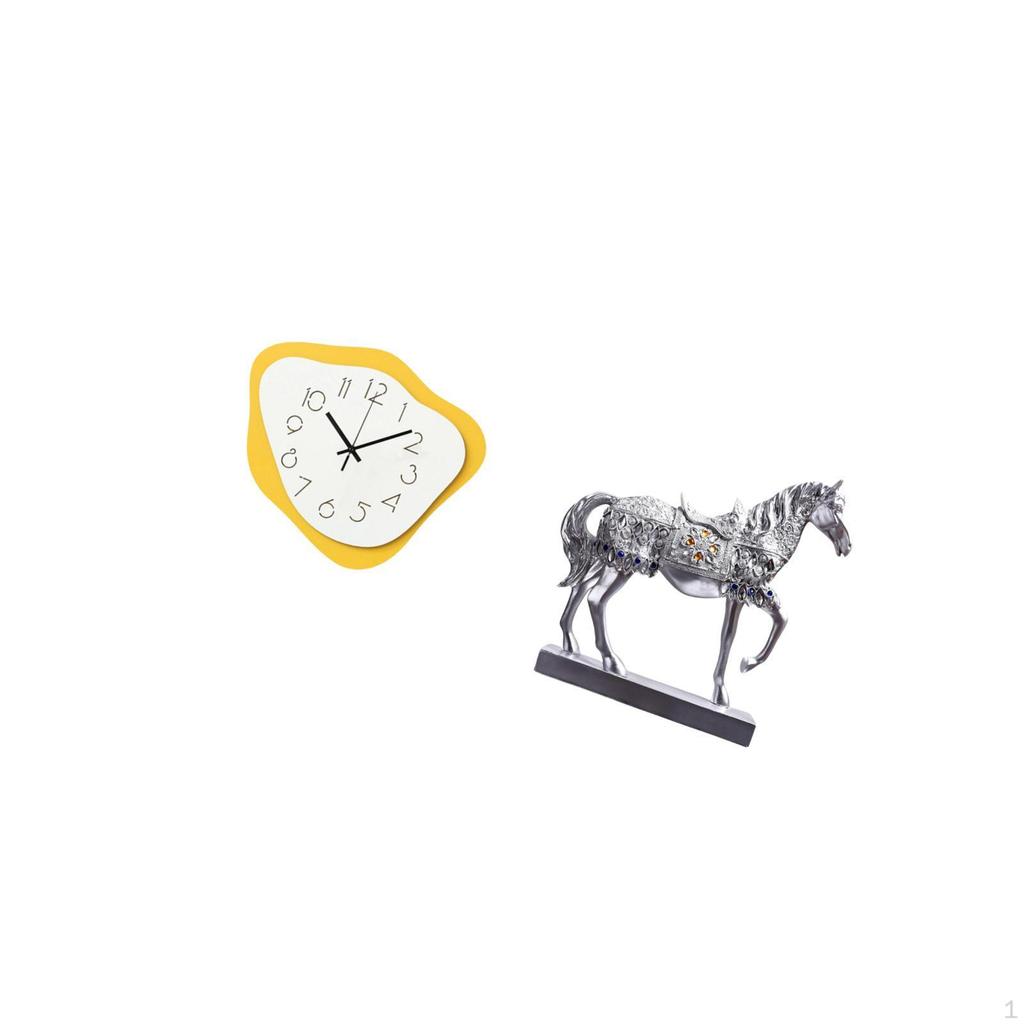 Acrylic Wall Clock Hanging Modern Office Ornament Timepiece Silent Horse Figurine Decoration