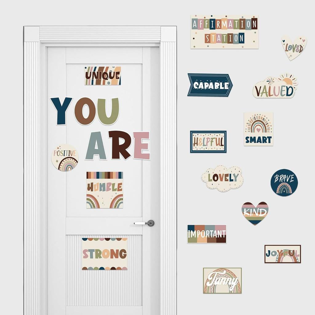 Boho Affirmation Station Bulletin Board Set Positive Posters for Classroom Decor Motivational Affirmations Accents Cutouts for Back To School