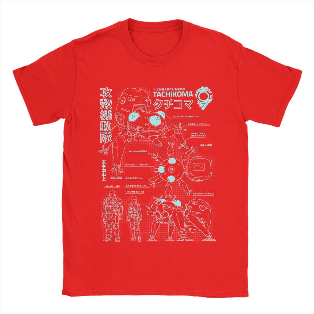 Men Ghost In the Shell T Shirts  100% Cotton Clothes Vintage Short Sleeve Round Collar Tee Shirt Unique T-Shirt